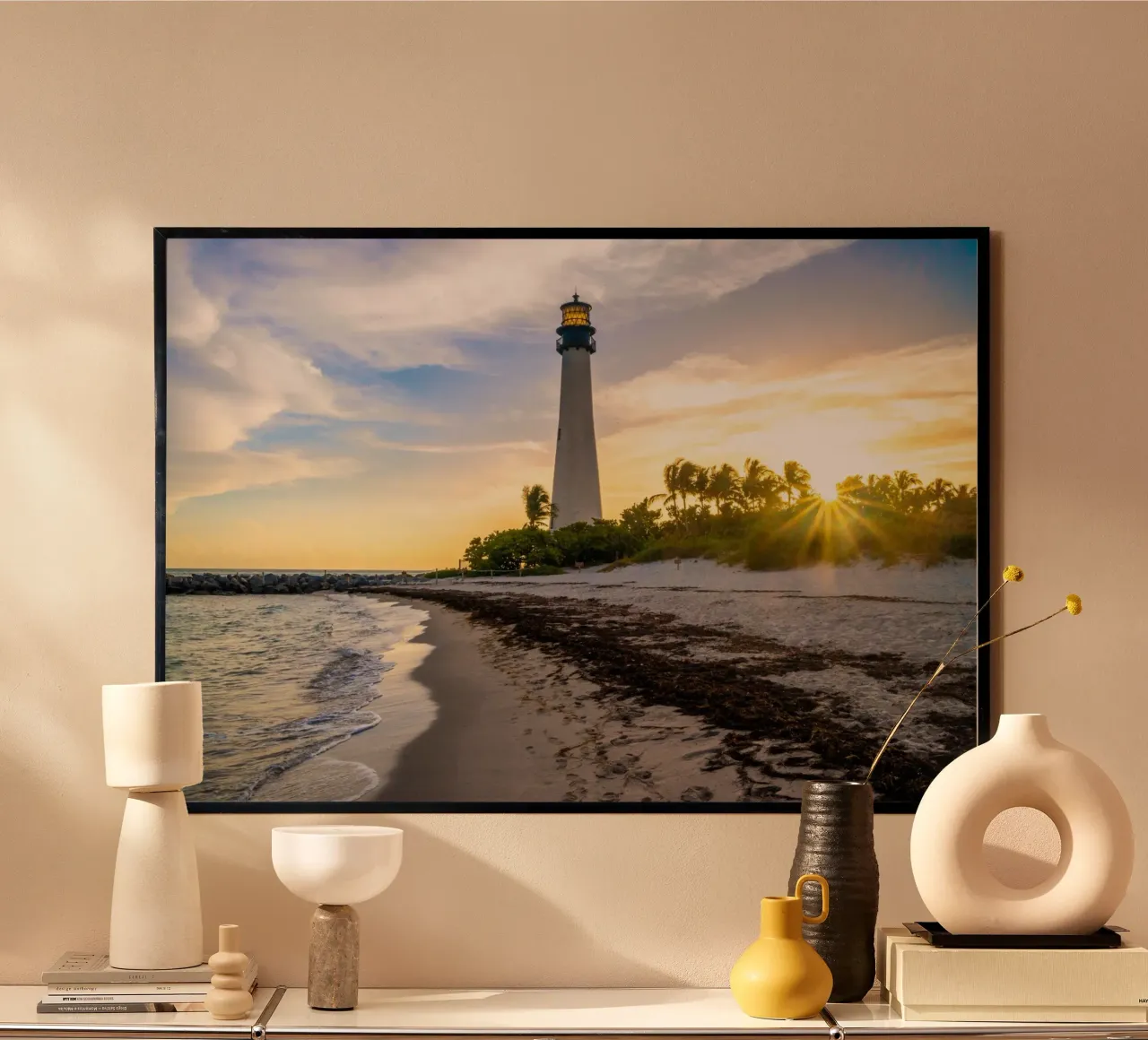 Faro di Cape Florida poster con telaio in plastica da anderm