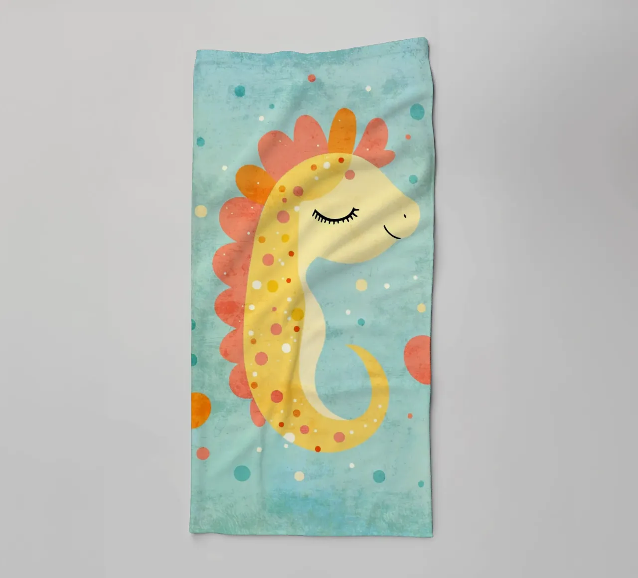 Niedliche Seepferdchen Illustration auf blauem Hintergrund Handtuch von Courtney Ohling