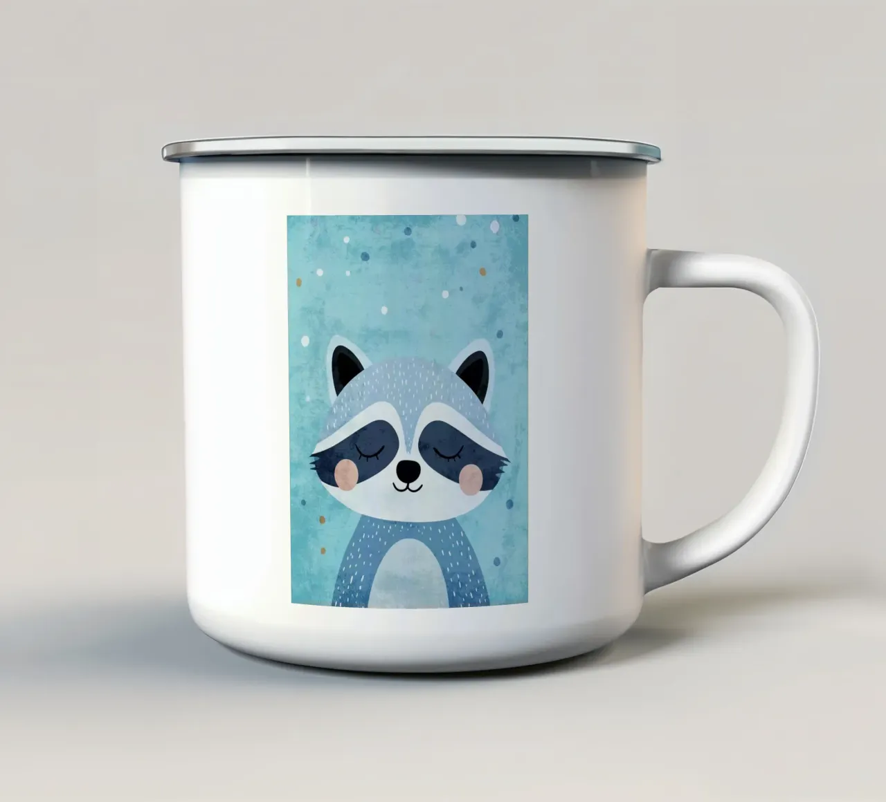 illustrazione animale procione tazza in smalto da Courtney Ohling