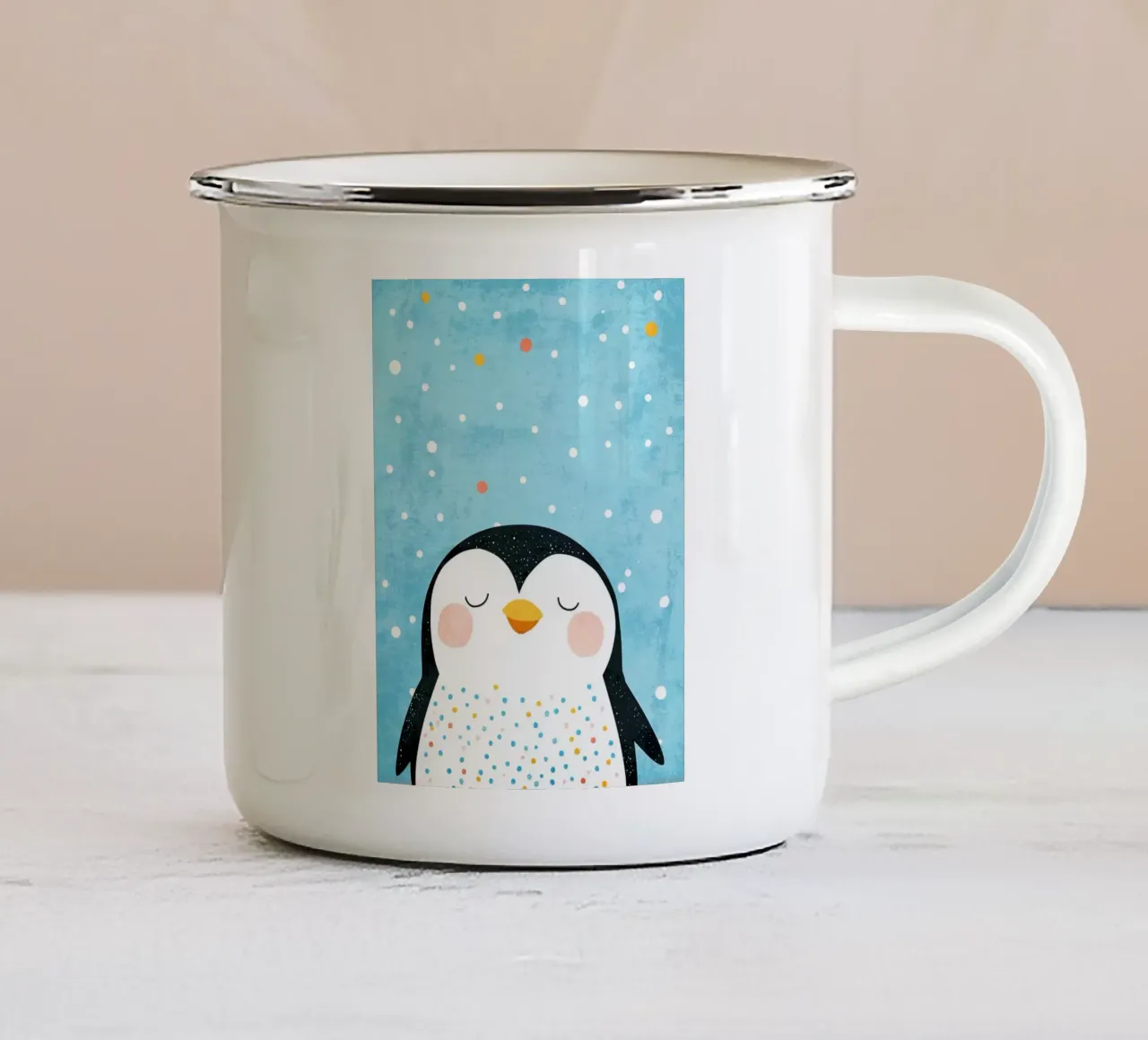 pinguino cartone animato animale tazza in smalto da Courtney Ohling