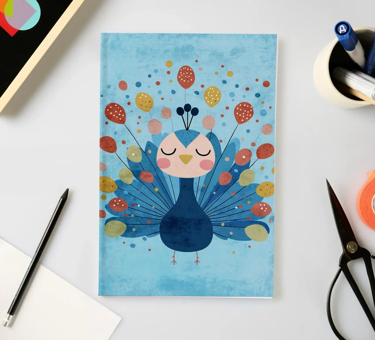 peacock bird feathers dots notebook by Courtney Ohling
