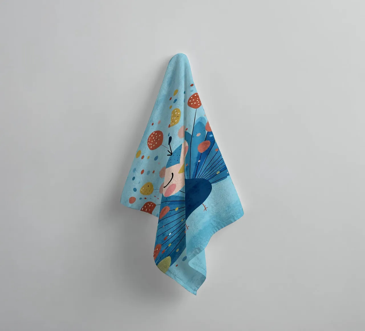 peacock bird feathers dots towel by Courtney Ohling