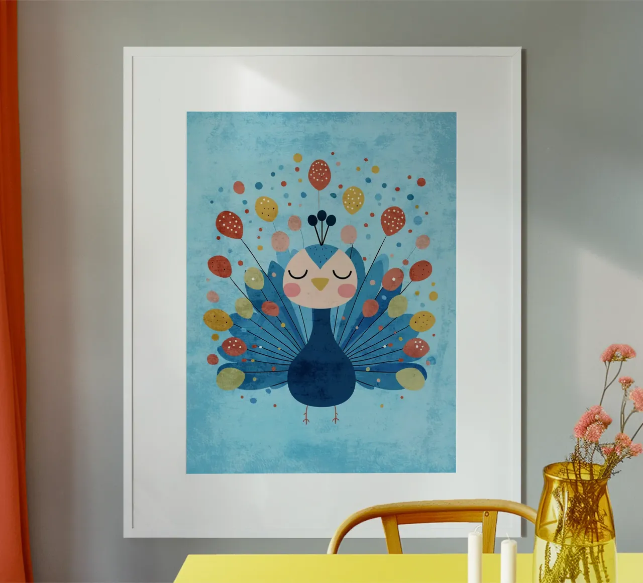 pavone uccello piume punti poster con telaio in plastica da Courtney Ohling