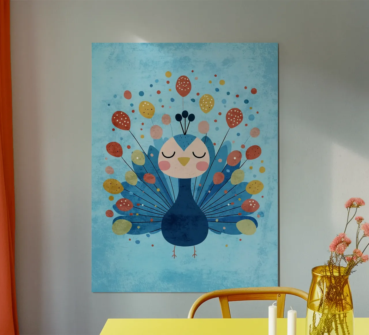pavone uccello piume punti poster con telaio in plastica da Courtney Ohling