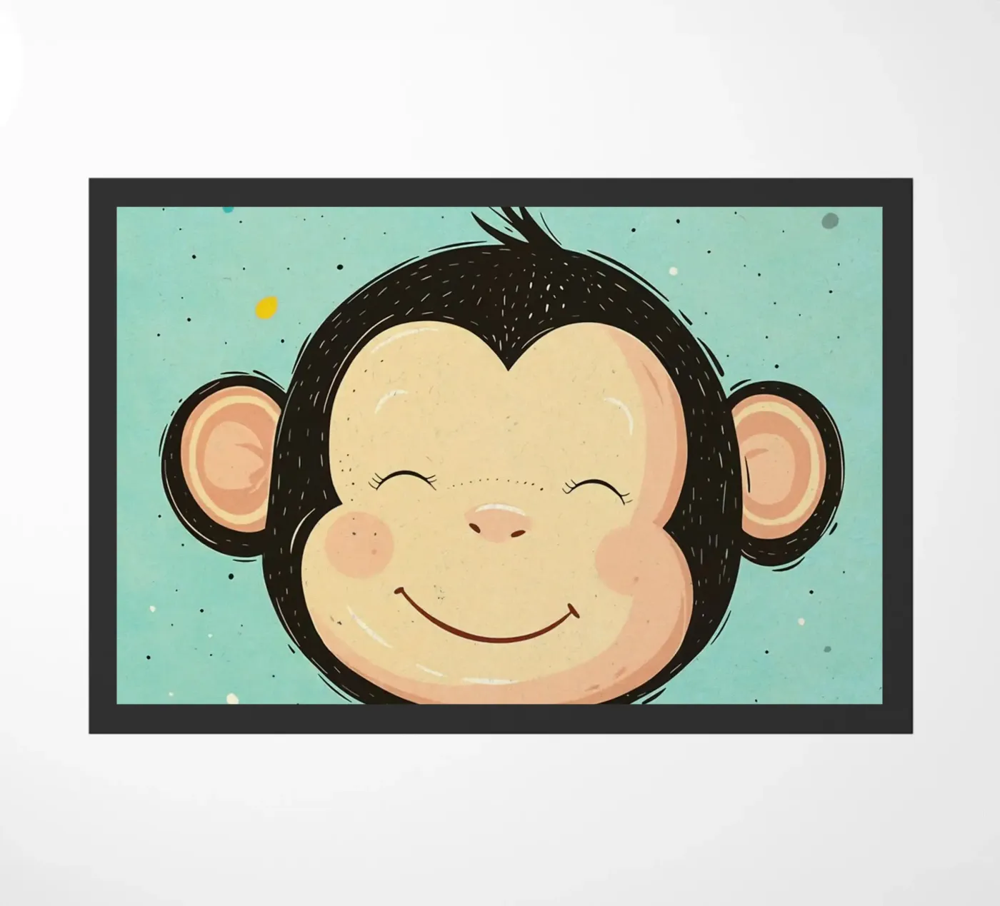 monkey smiling face cartoon doormat by Courtney Ohling