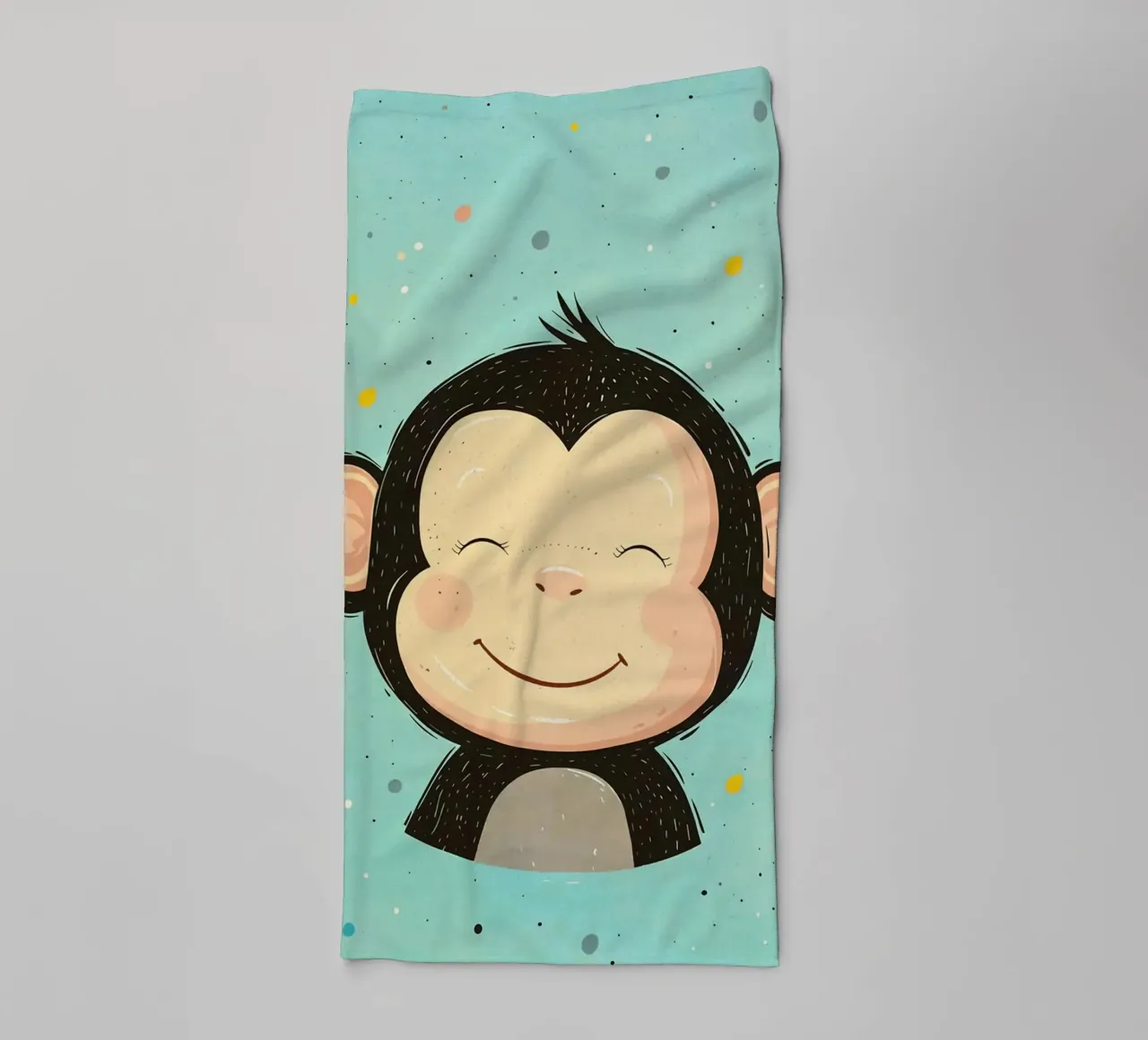 monkey smiling face cartoon towel by Courtney Ohling