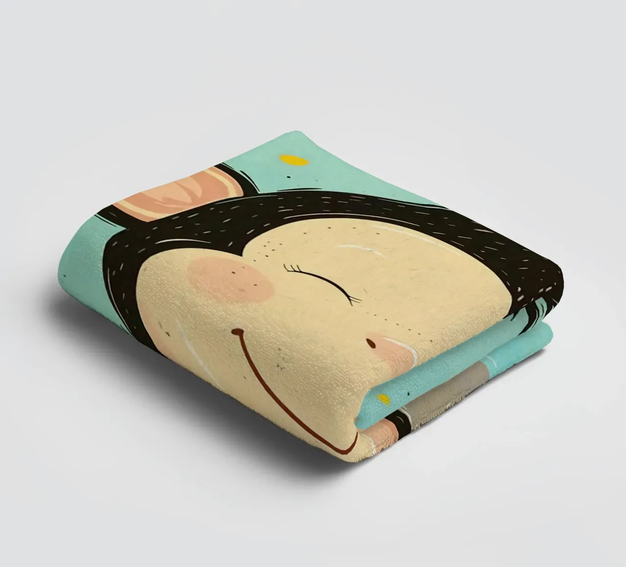 monkey smiling face cartoon towel by Courtney Ohling