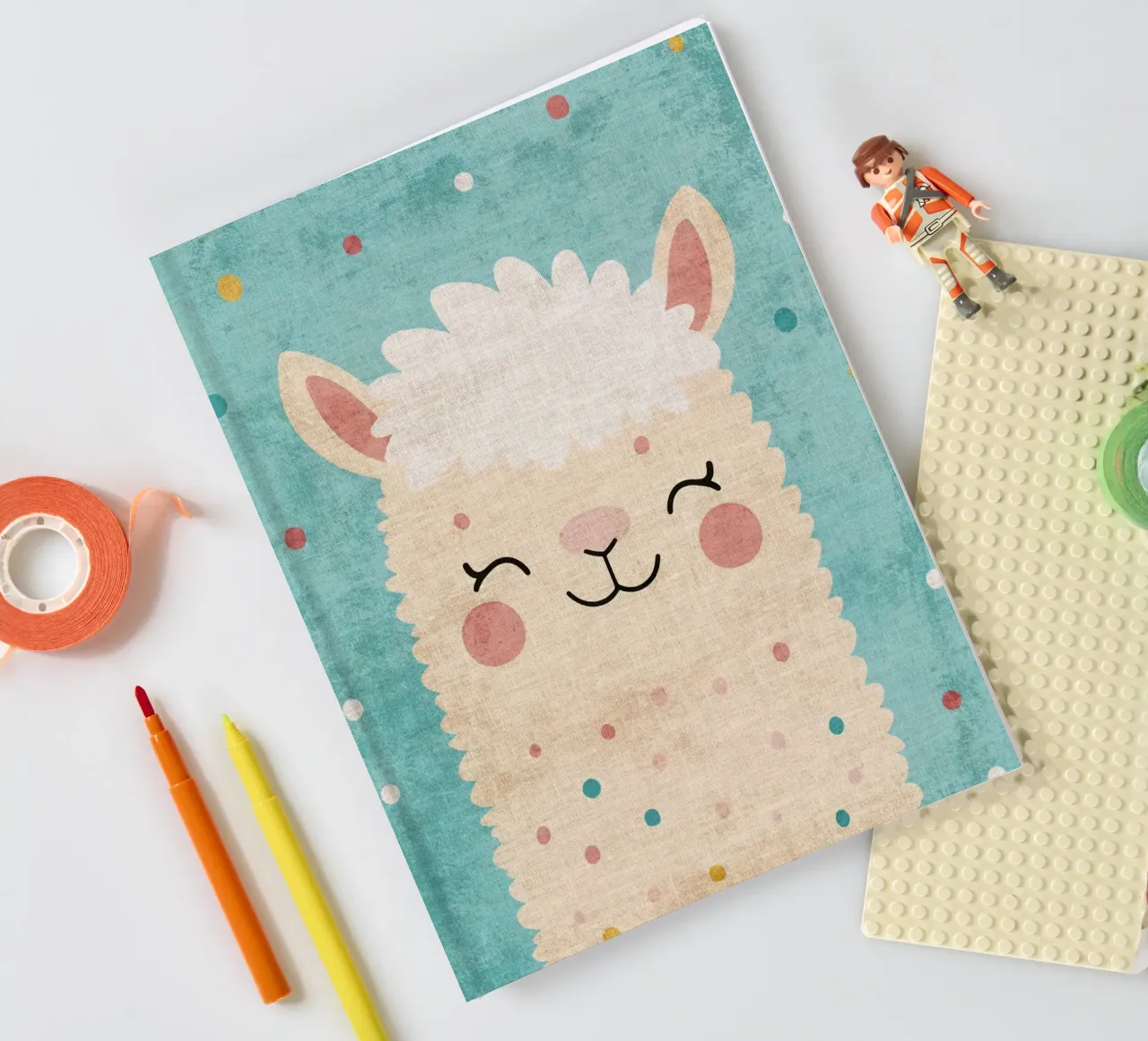 lama souriant visage de lama yeux fermés fourrure duveteuse carnet de notes de Courtney Ohling
