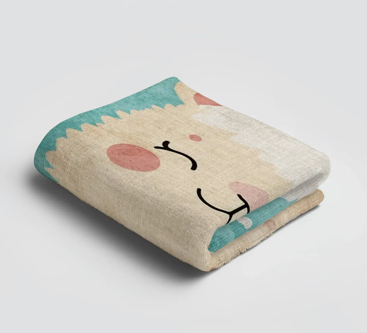 lama sorridente faccia di lama occhi chiusi pelliccia soffice asciugamano da bagno da Courtney Ohling