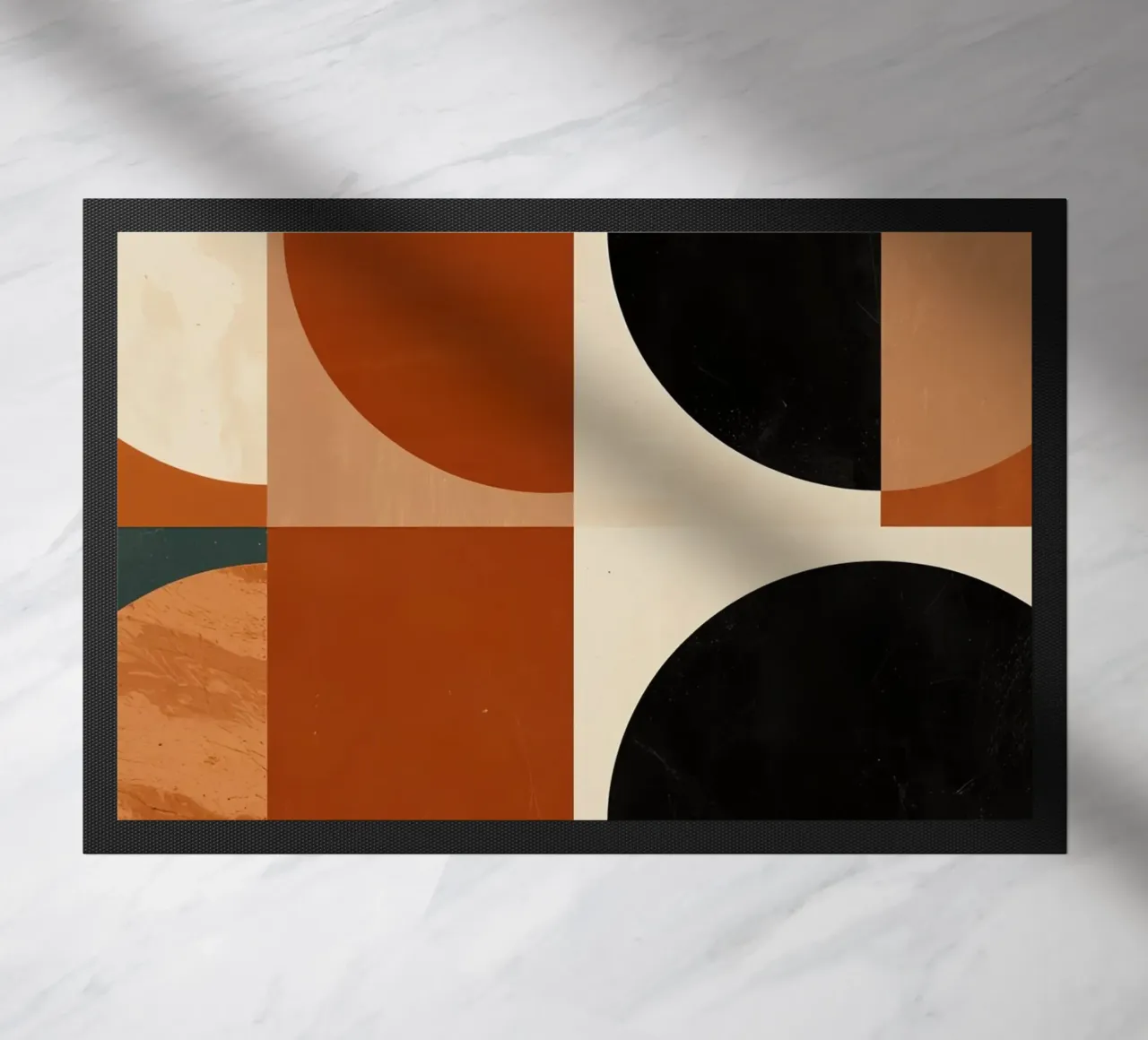 Abstract Geometric Composition with Circles and Squares doormat by DesignDoodle