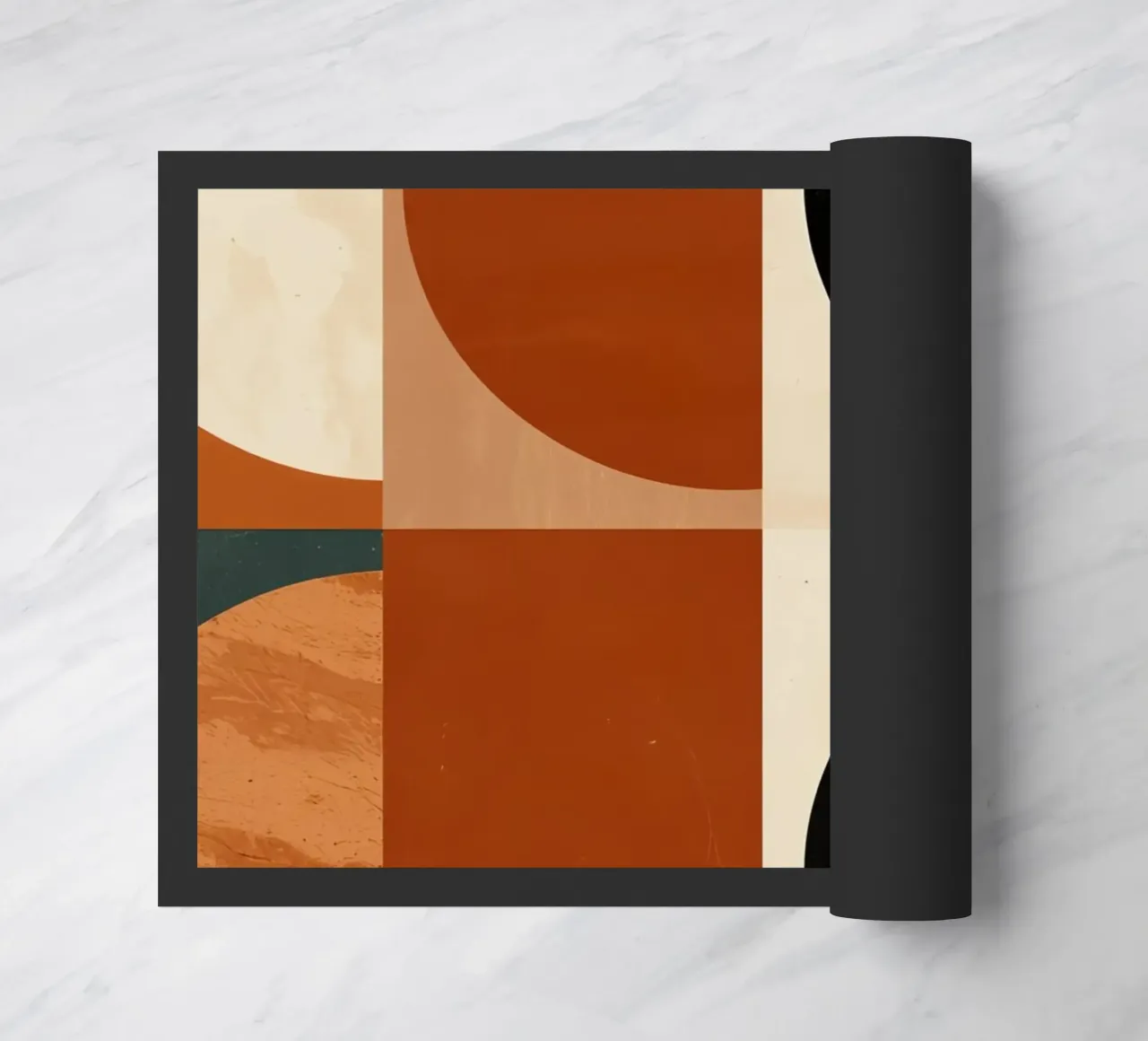 Abstract Geometric Composition with Circles and Squares doormat by DesignDoodle