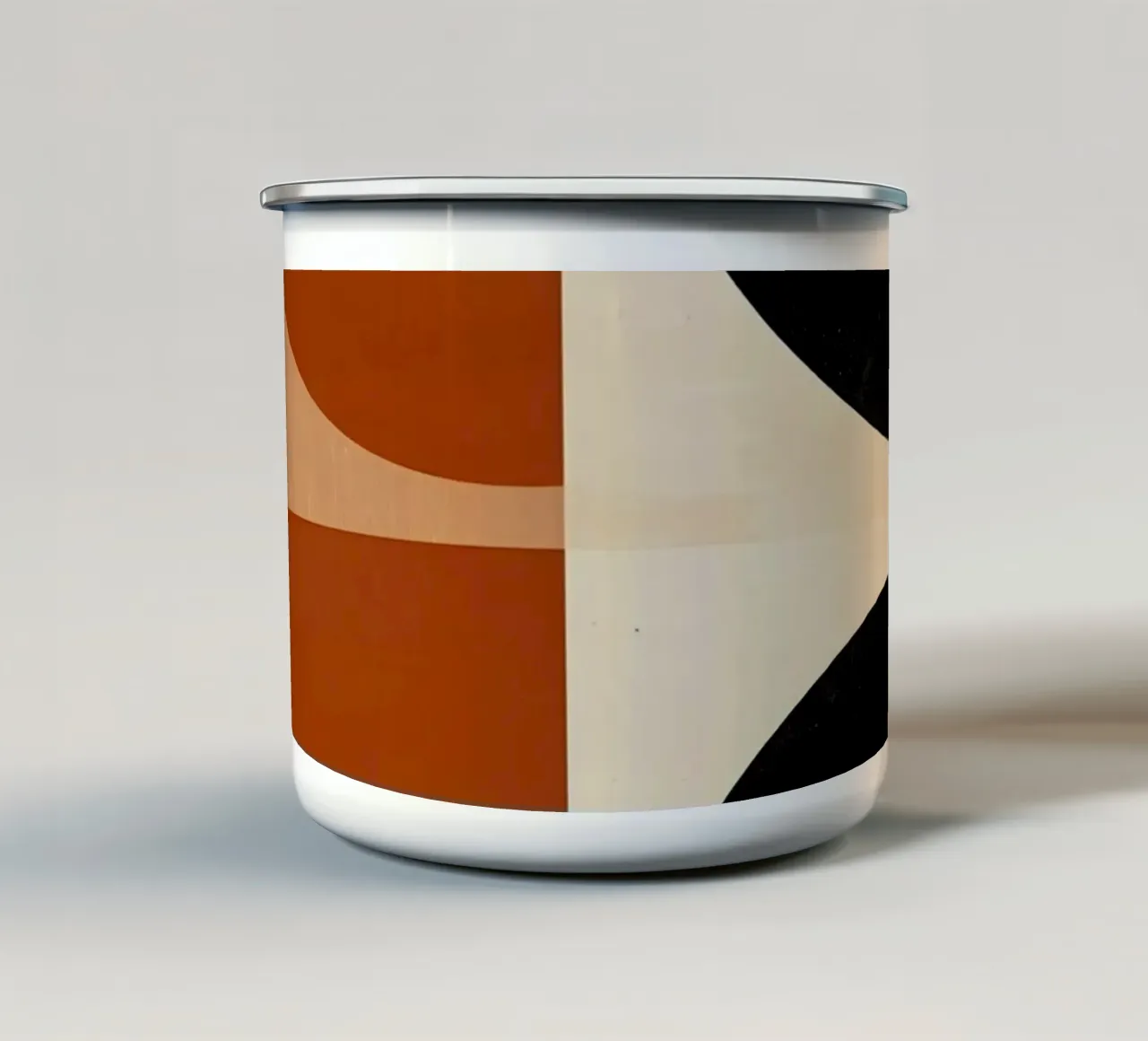 Composizione geometrica astratta con cerchi e quadrati tazza in smalto da DesignDoodle