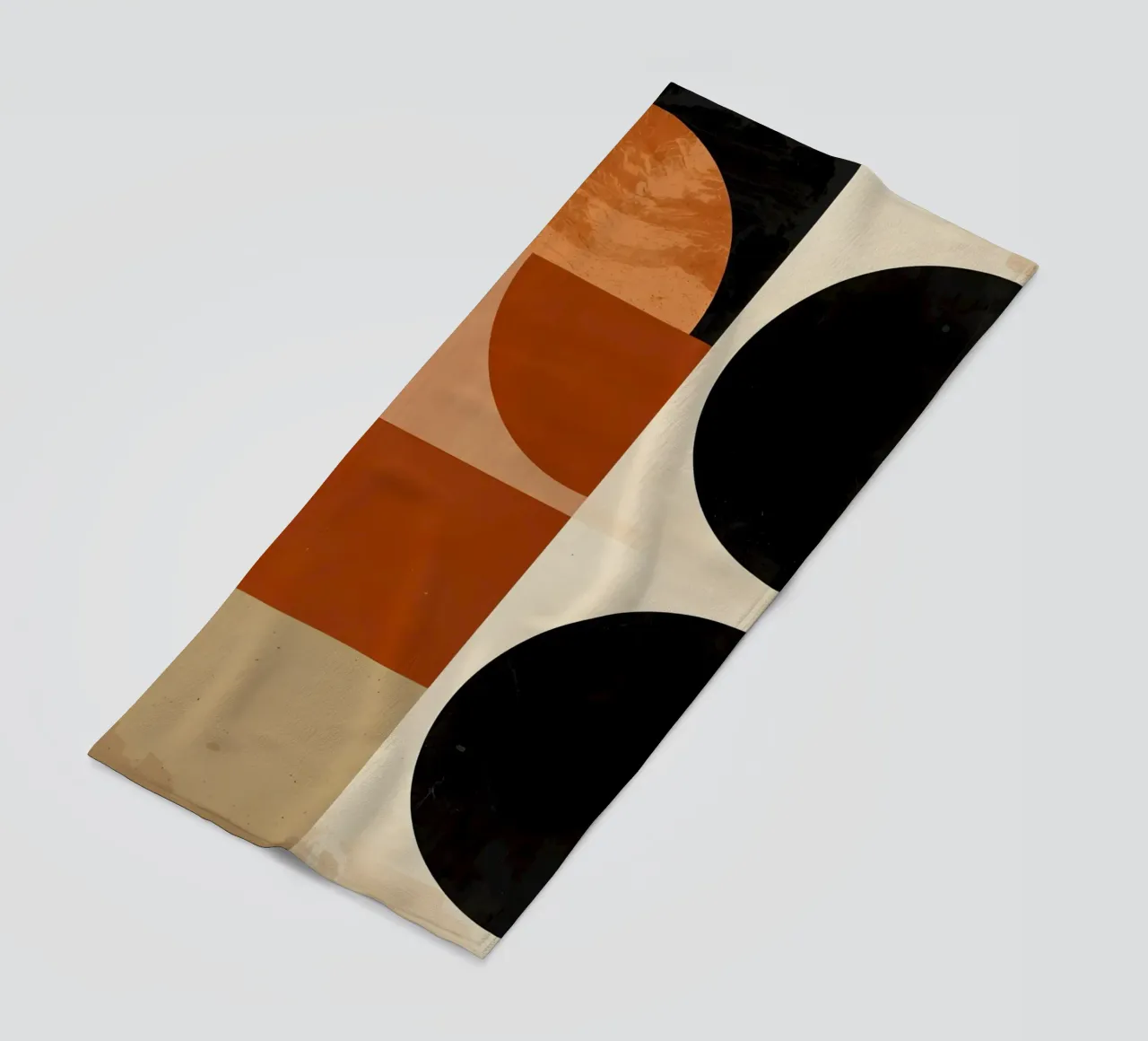 Abstract Geometric Composition with Circles and Squares beach towel by DesignDoodle