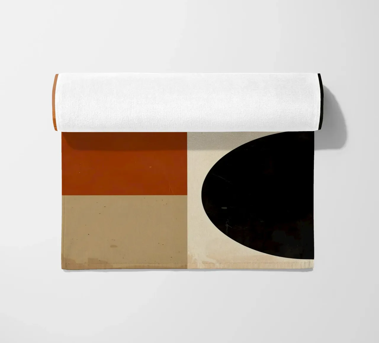 Abstract Geometric Composition with Circles and Squares beach towel by DesignDoodle