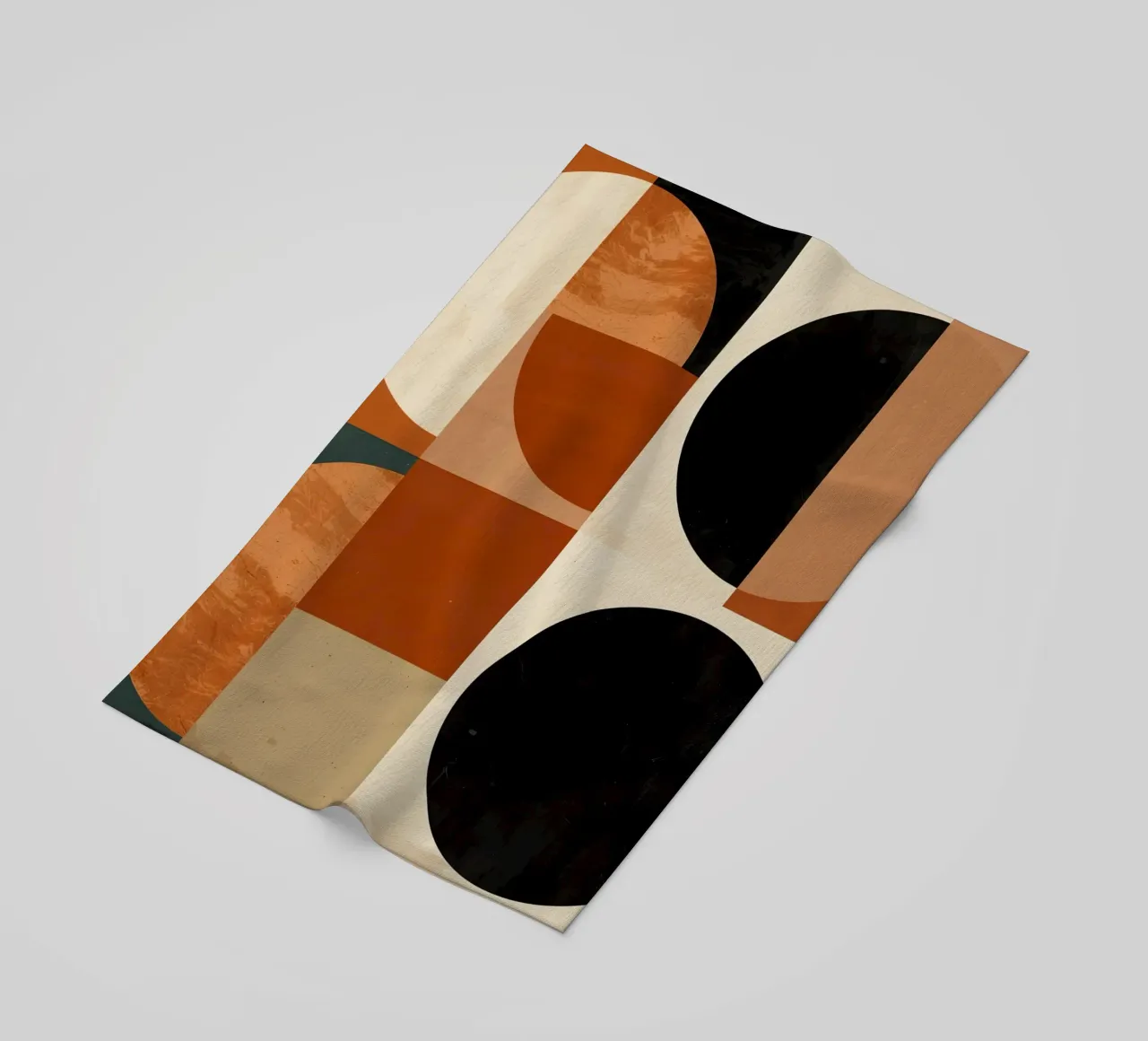 Abstract Geometric Composition with Circles and Squares beach towel by DesignDoodle