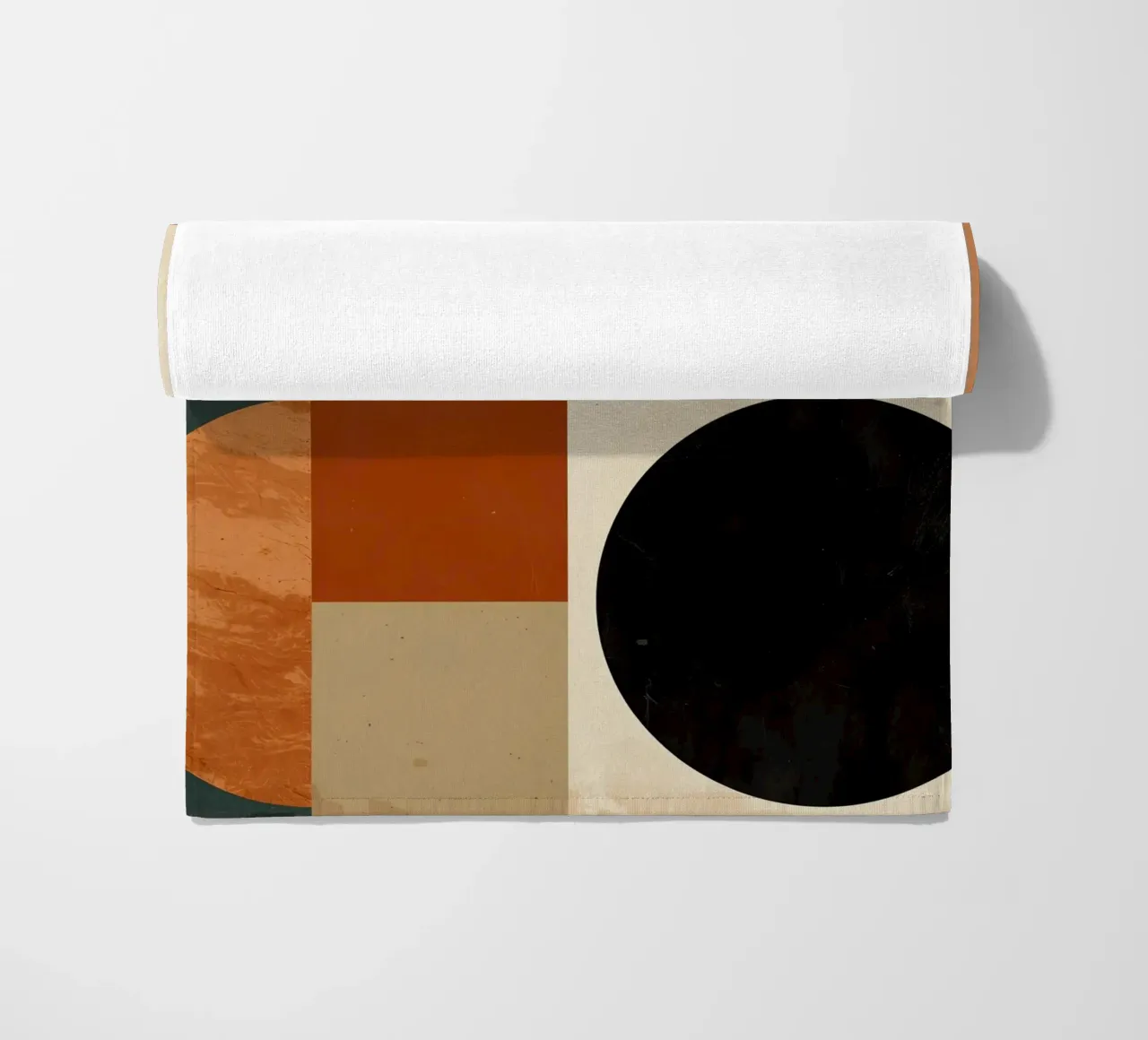Abstract Geometric Composition with Circles and Squares beach towel by DesignDoodle