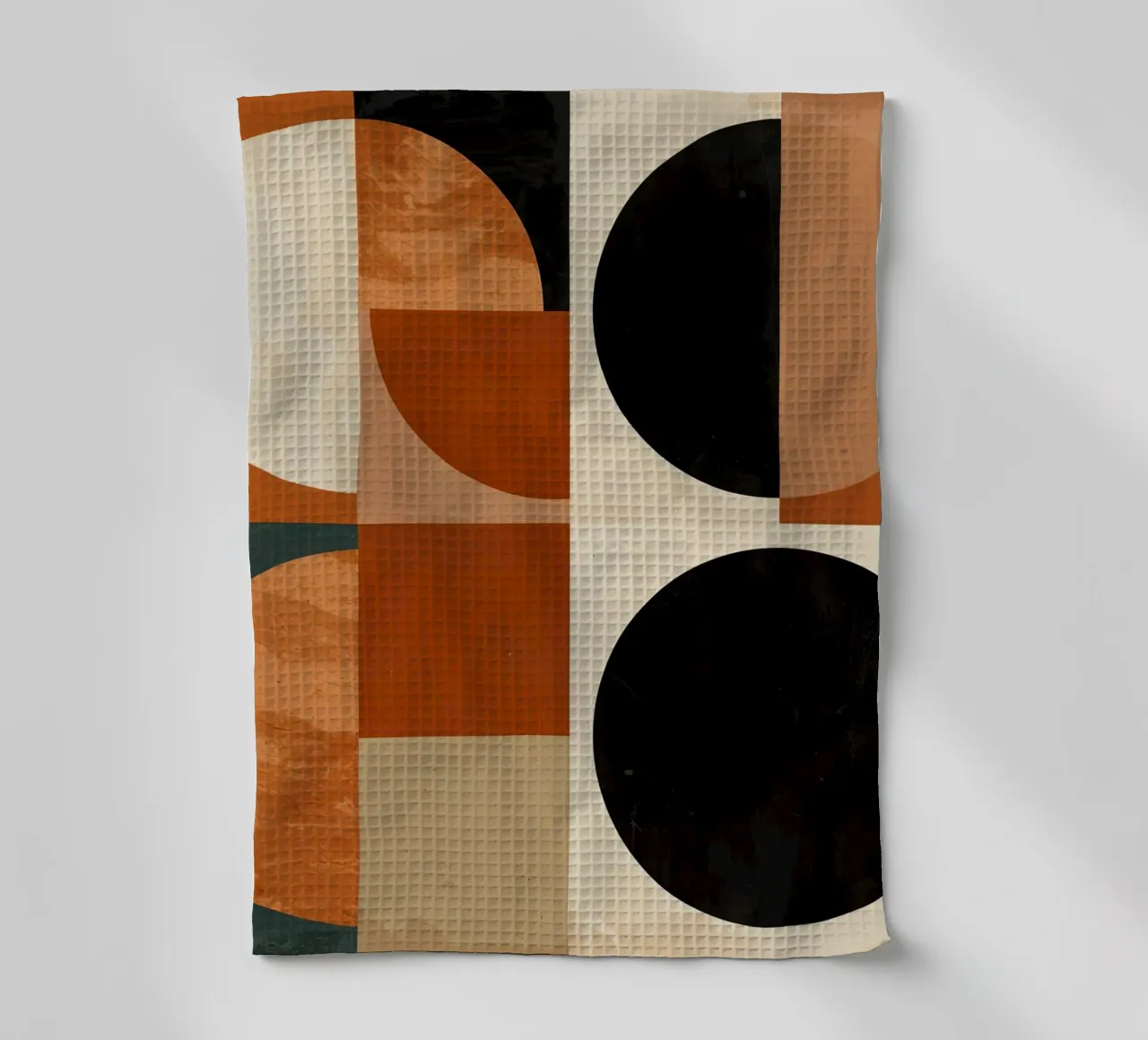 Abstract Geometric Composition with Circles and Squares tea towel by DesignDoodle