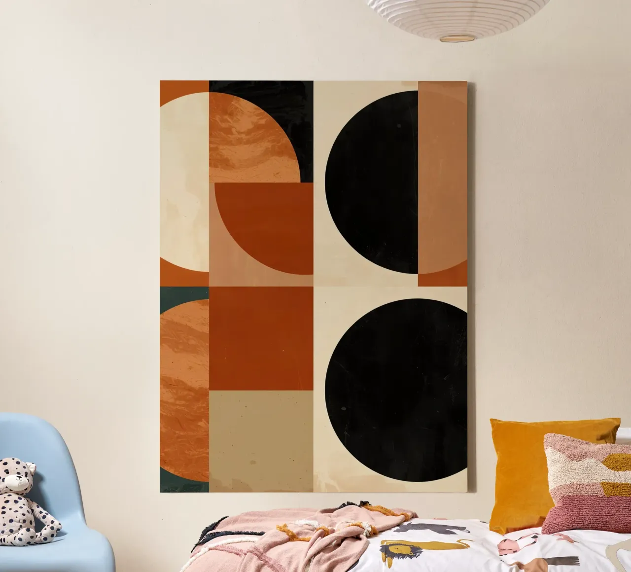 Abstract Geometric Composition with Circles and Squares canvas by DesignDoodle