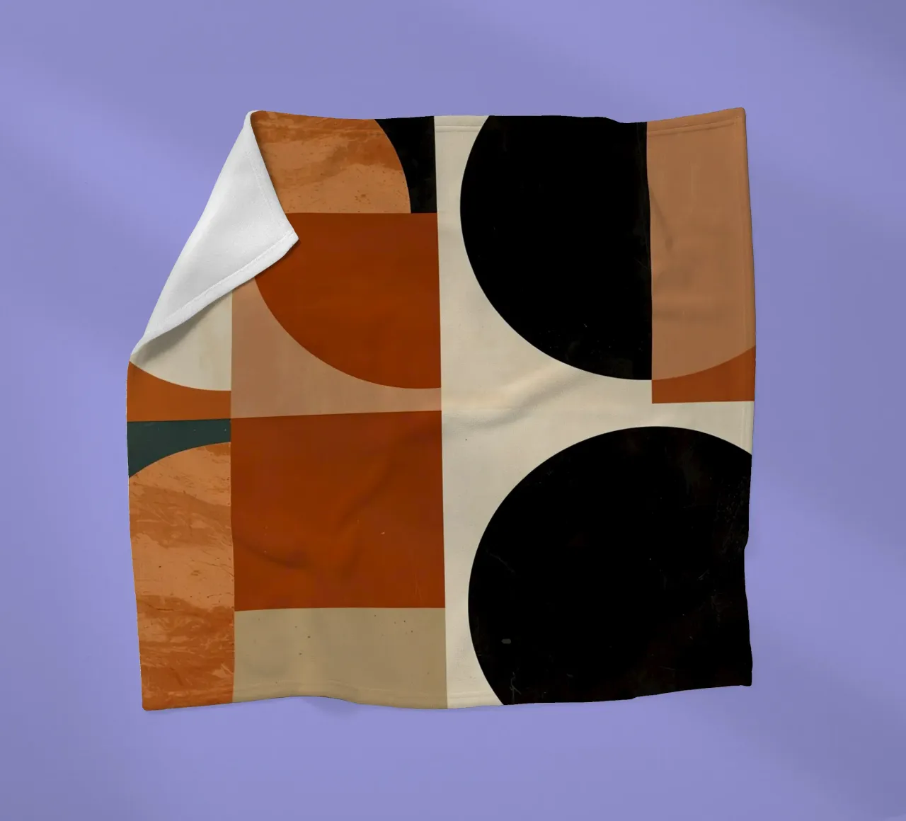 Abstract Geometric Composition with Circles and Squares fleece blanket by DesignDoodle