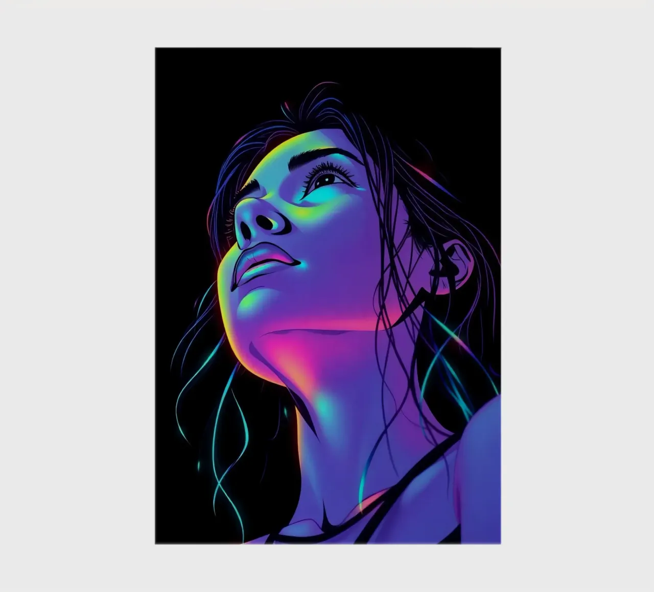 Woman's Face with Neon Color Grading on Black notebook by DesignDoodle