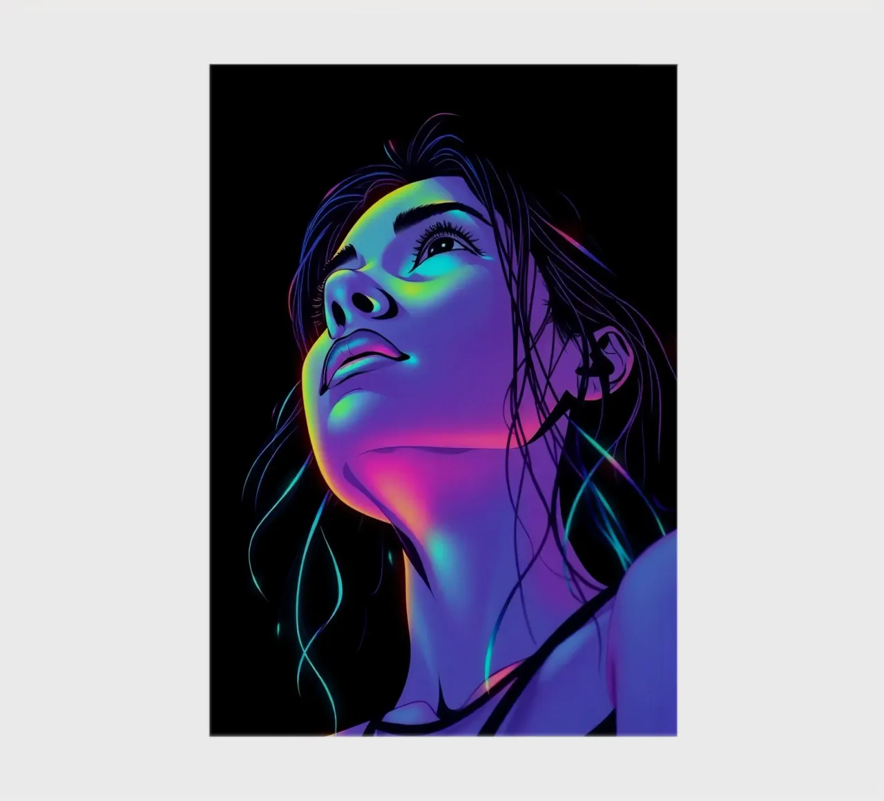 Woman's Face with Neon Color Grading on Black notebook by DesignDoodle