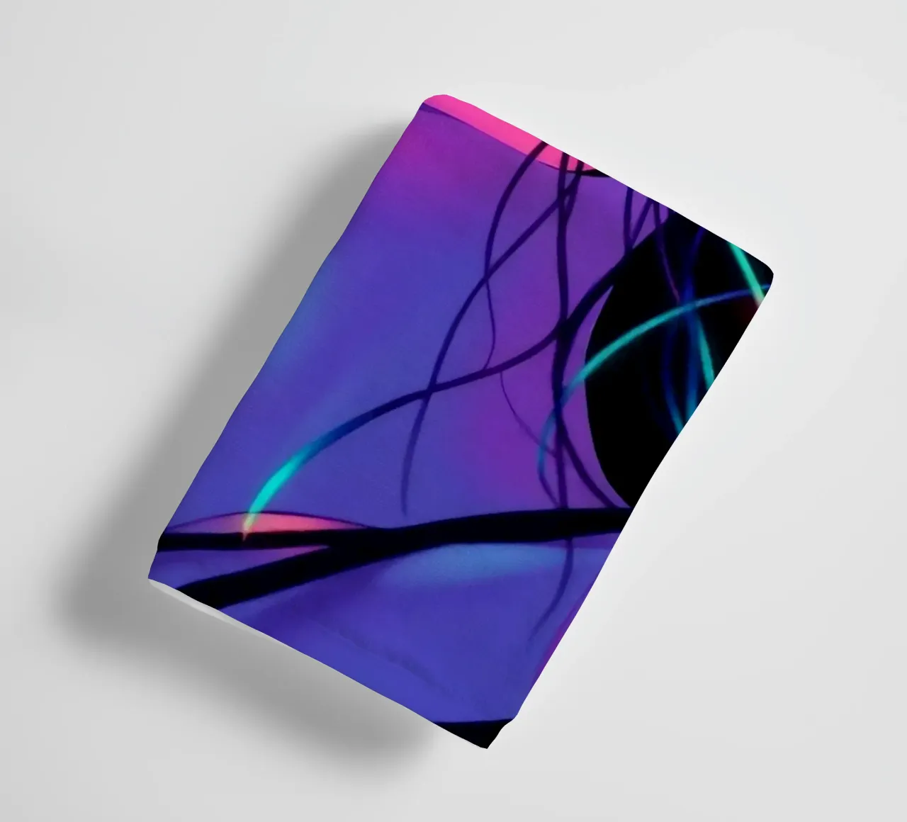 Woman's Face with Neon Color Grading on Black towel by DesignDoodle