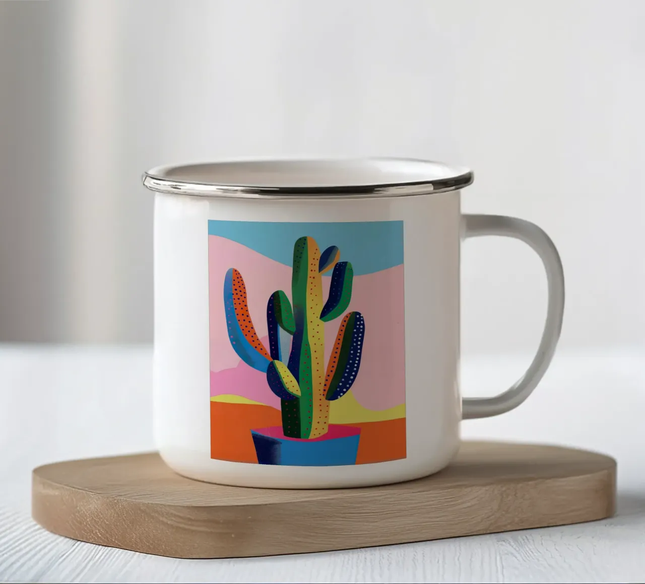 Simple Decorative Cactus tazza in smalto da Leonard Barreiro