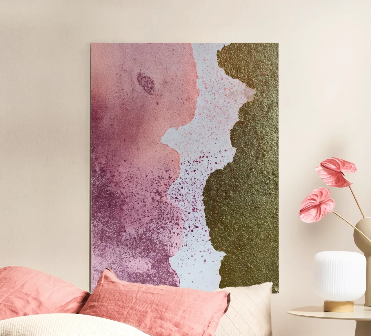 Dreamy Pink and Green poster con telaio in legno da Gypsy Galleria