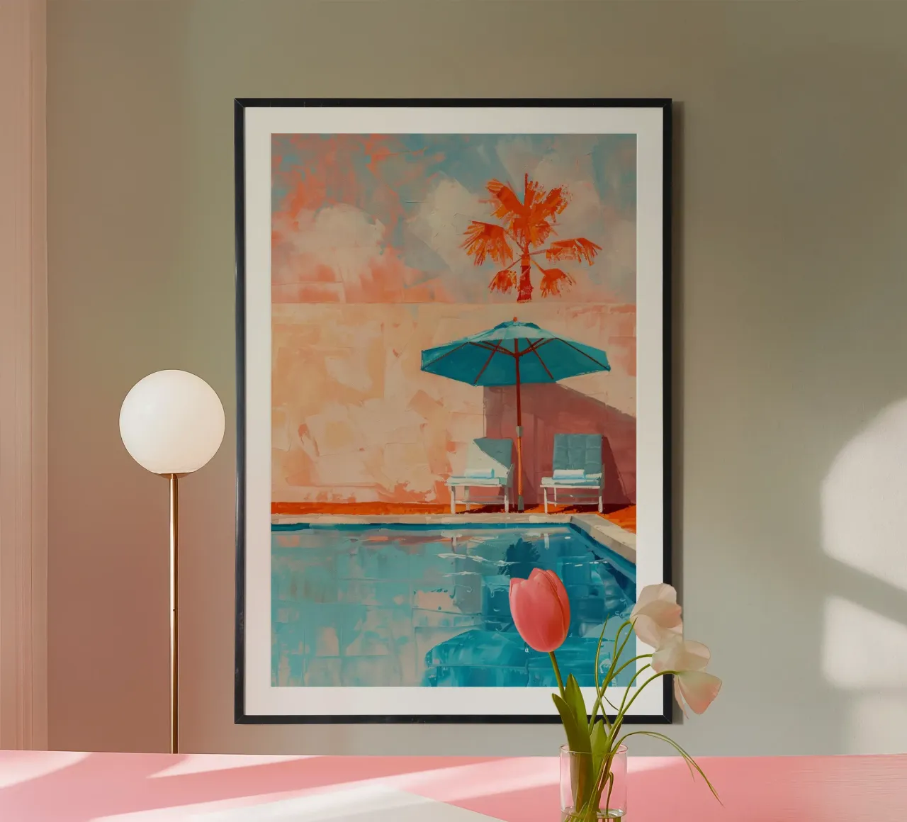 Sunset Serenity poster con telaio in legno da Mosaic Dialogue