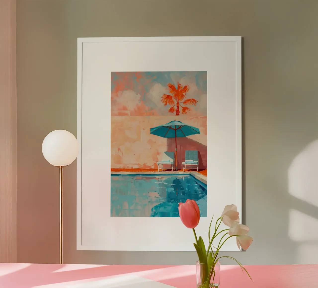 Sunset Serenity poster con telaio in legno da Mosaic Dialogue