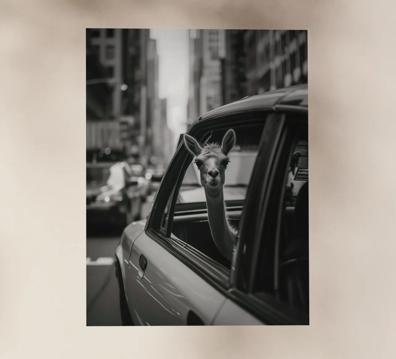 Traveling llama in New York pellicola backlit da Leonard Barreiro