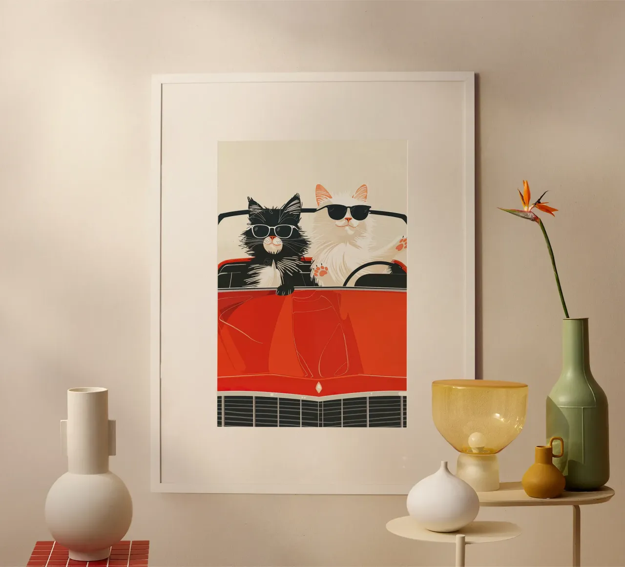 Baby You Can Drive My Car poster con telaio in legno da Leonard Barreiro