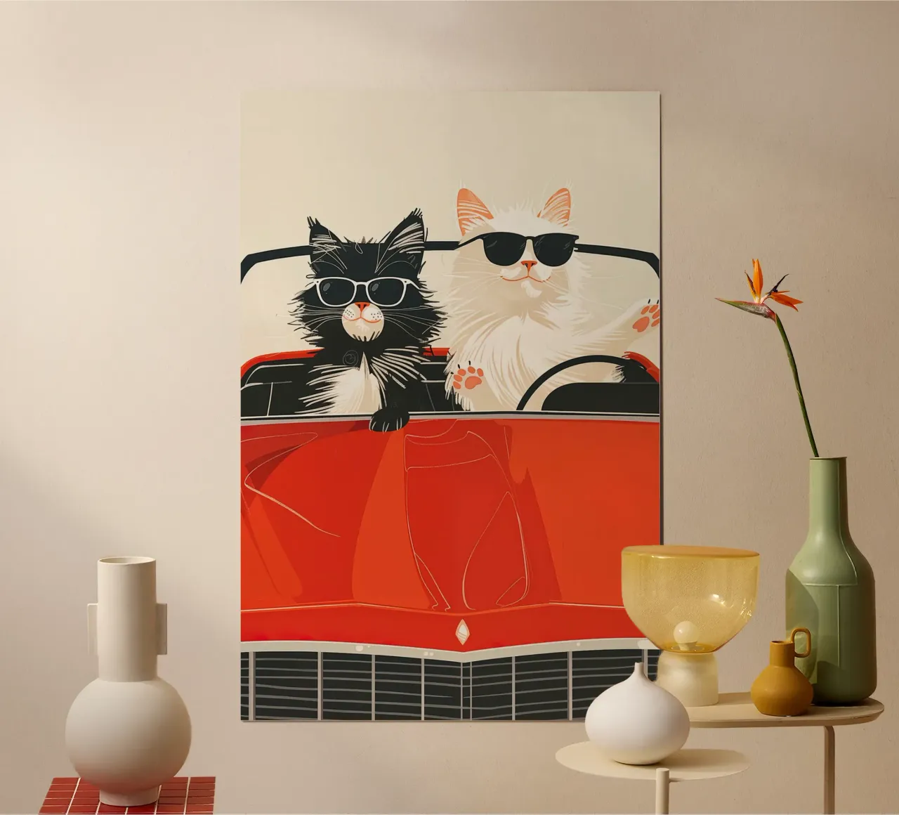 Baby You Can Drive My Car poster con telaio in legno da Leonard Barreiro