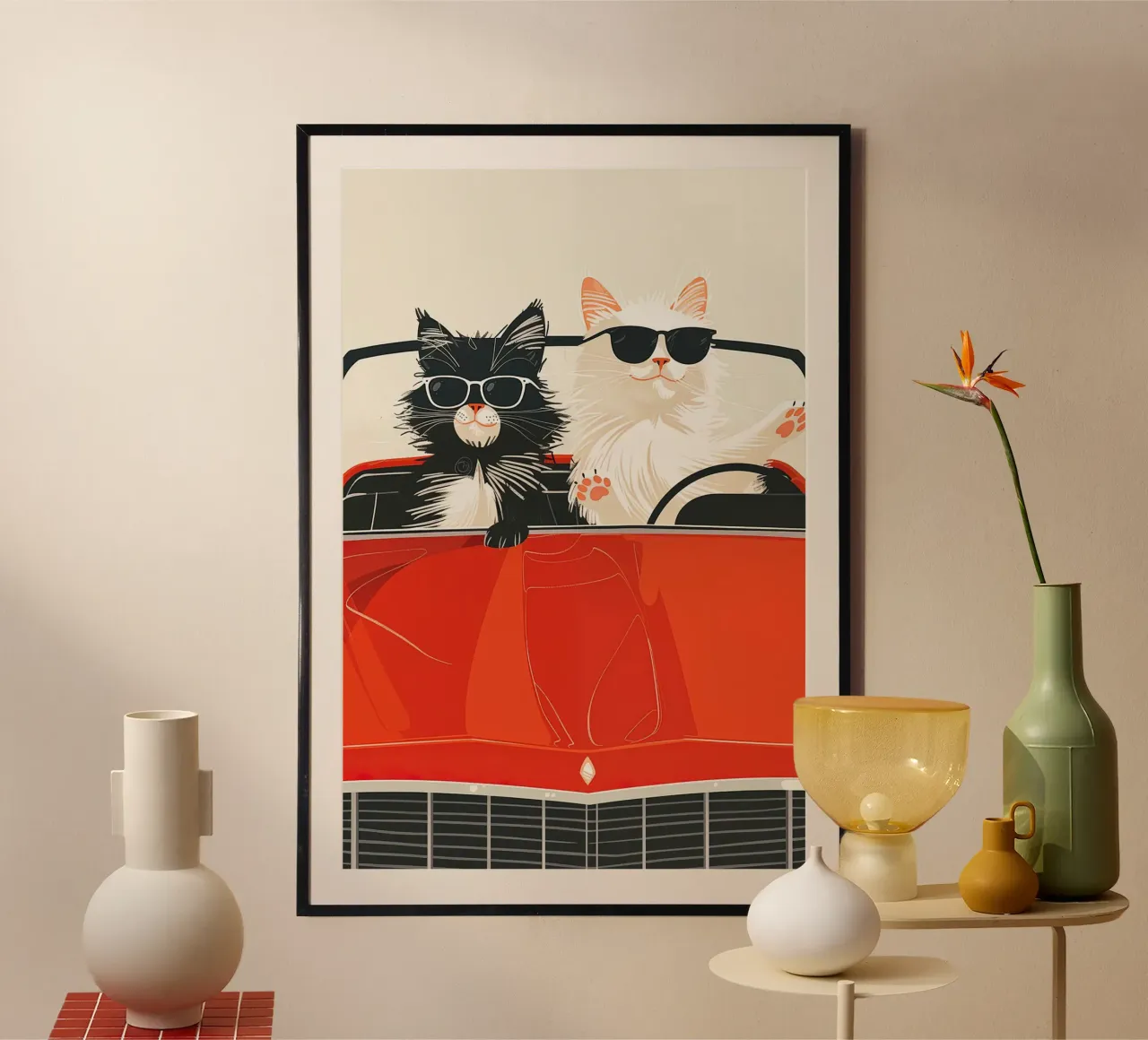 Baby You Can Drive My Car poster con telaio in legno da Leonard Barreiro