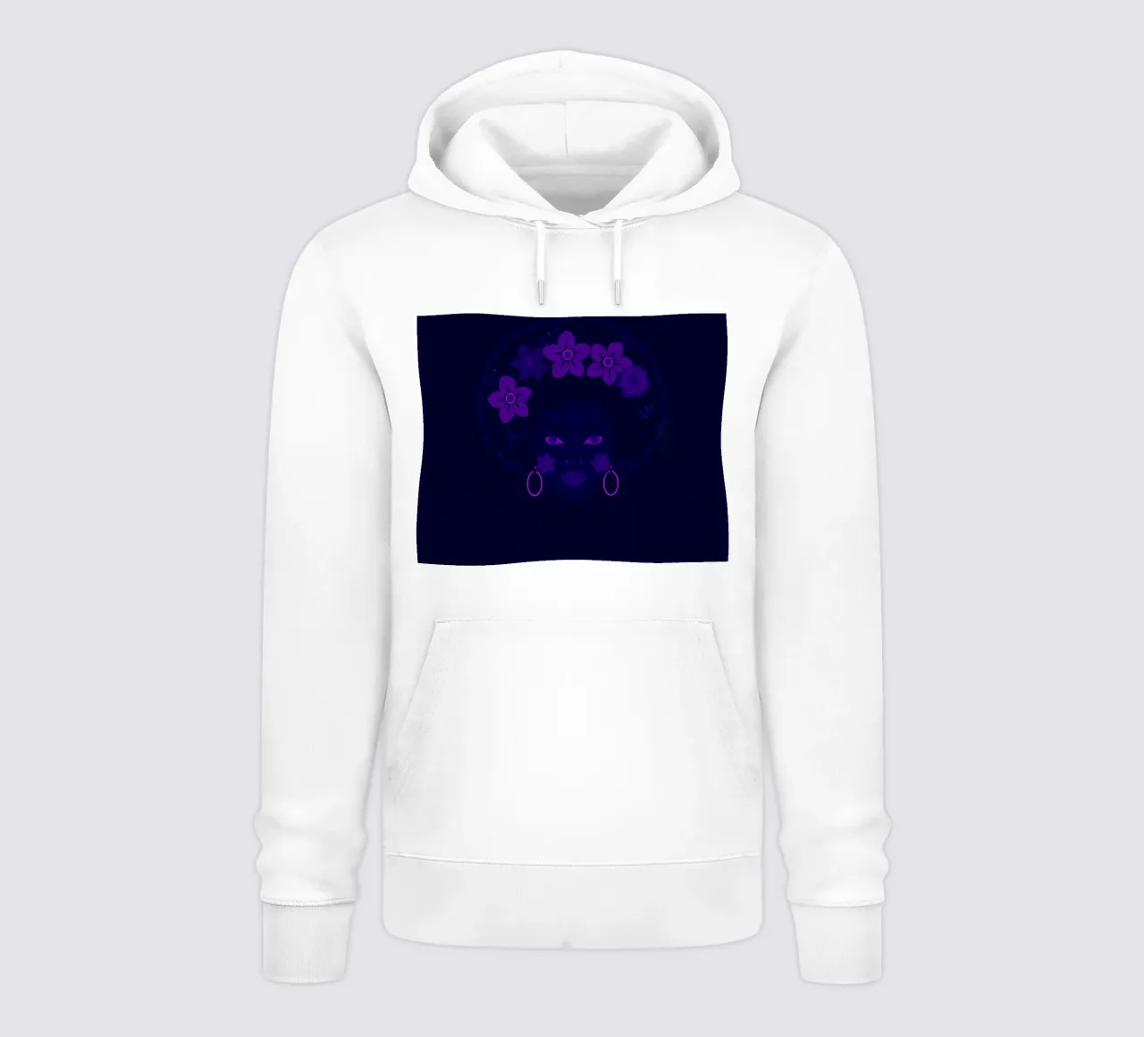 Ritratto di donna con afro e fiori felpa con cappuccio da DesignDoodle