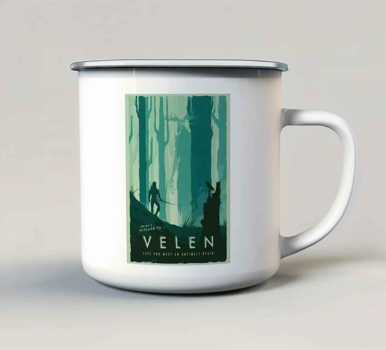 Bring A Witcher To Velen tazza in smalto da Robert Hoff