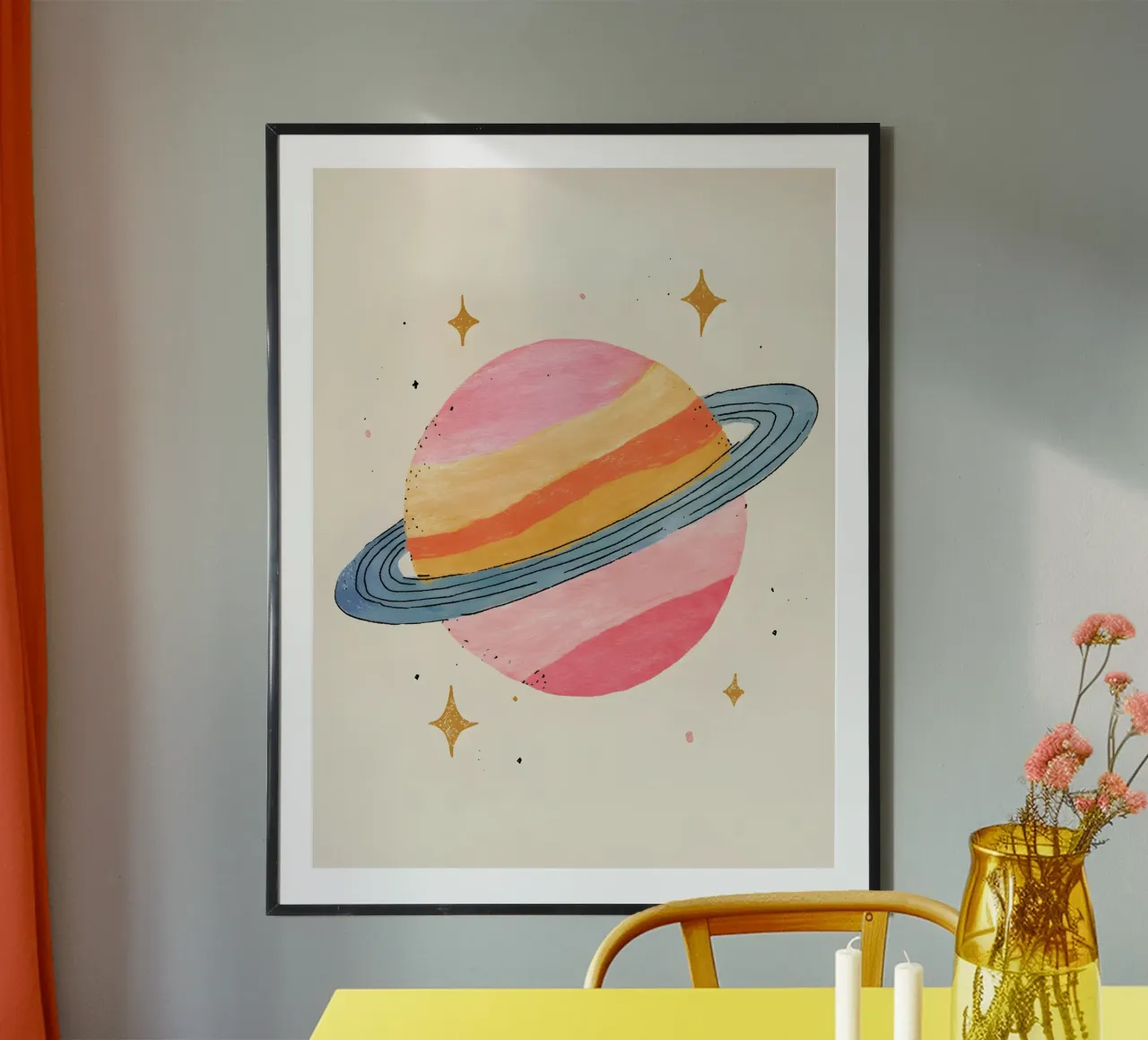 Saturnus poster con telaio in alluminio da Gypsy Galleria