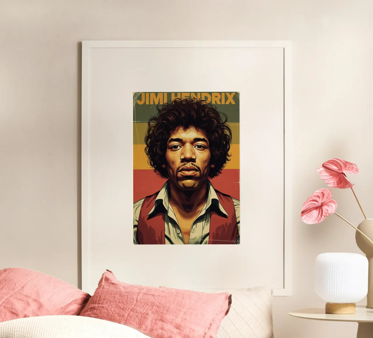 Jimi Hendrix - Vintage #1 poster con telaio in plastica da Lembayung art