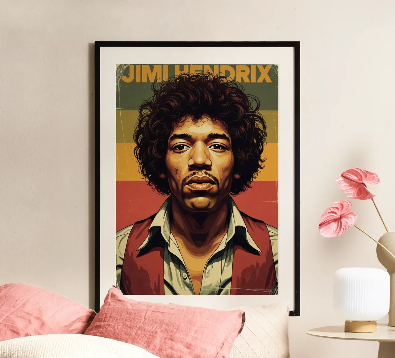 Jimi Hendrix - Vintage #1 poster con telaio in plastica da Lembayung art