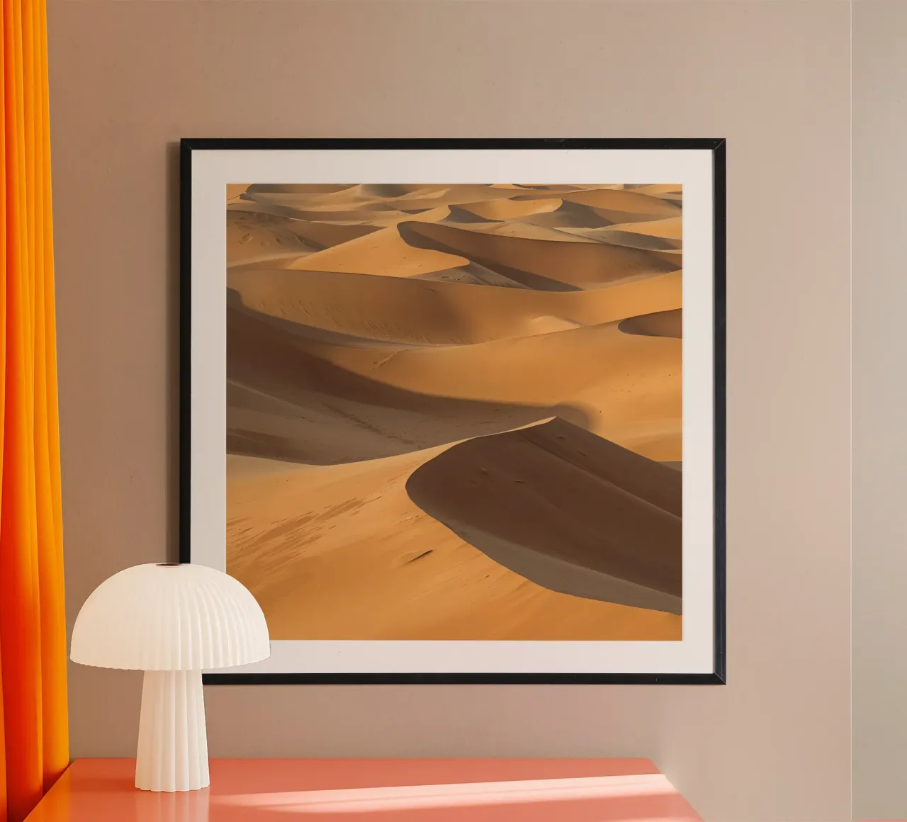Paesaggio delle dune di sabbia poster con telaio in plastica da DesignDoodle