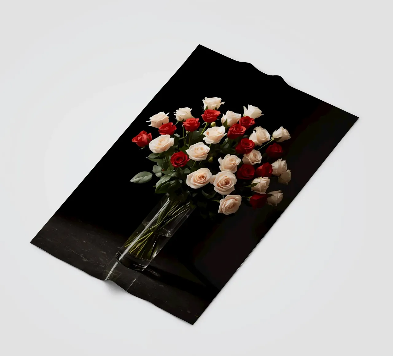 Rose in vaso rosso rosa in vetro trasparente coperta in pile da DesignDoodle
