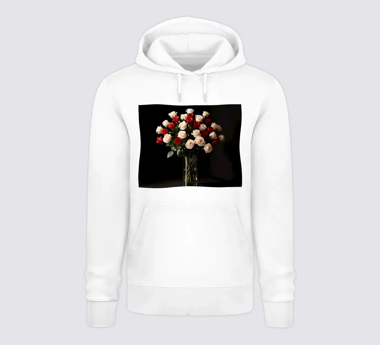 Rose in vaso rosso rosa in vetro trasparente felpa con cappuccio da DesignDoodle