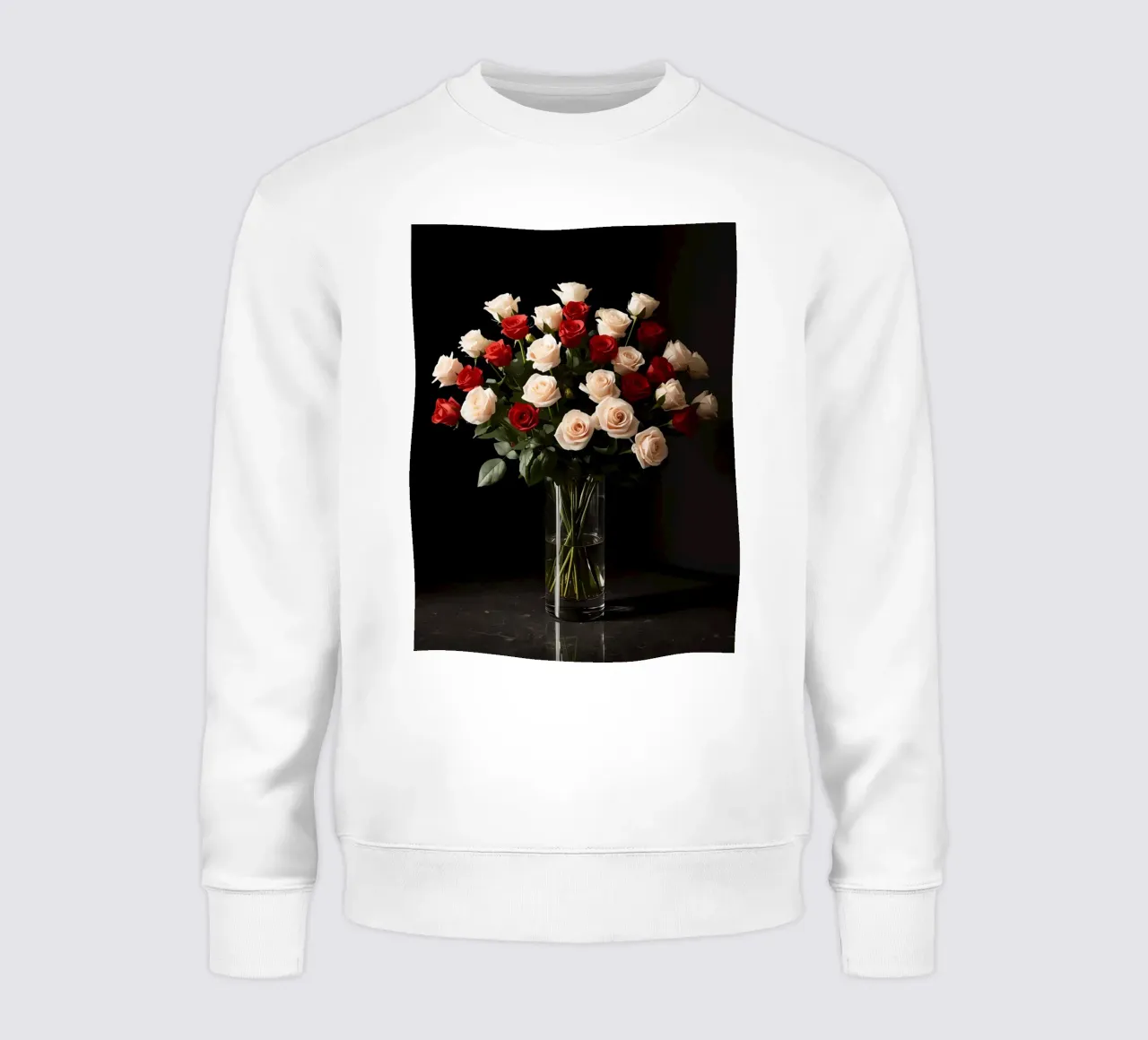 Rose in vaso rosso rosa in vetro trasparente felpa da DesignDoodle