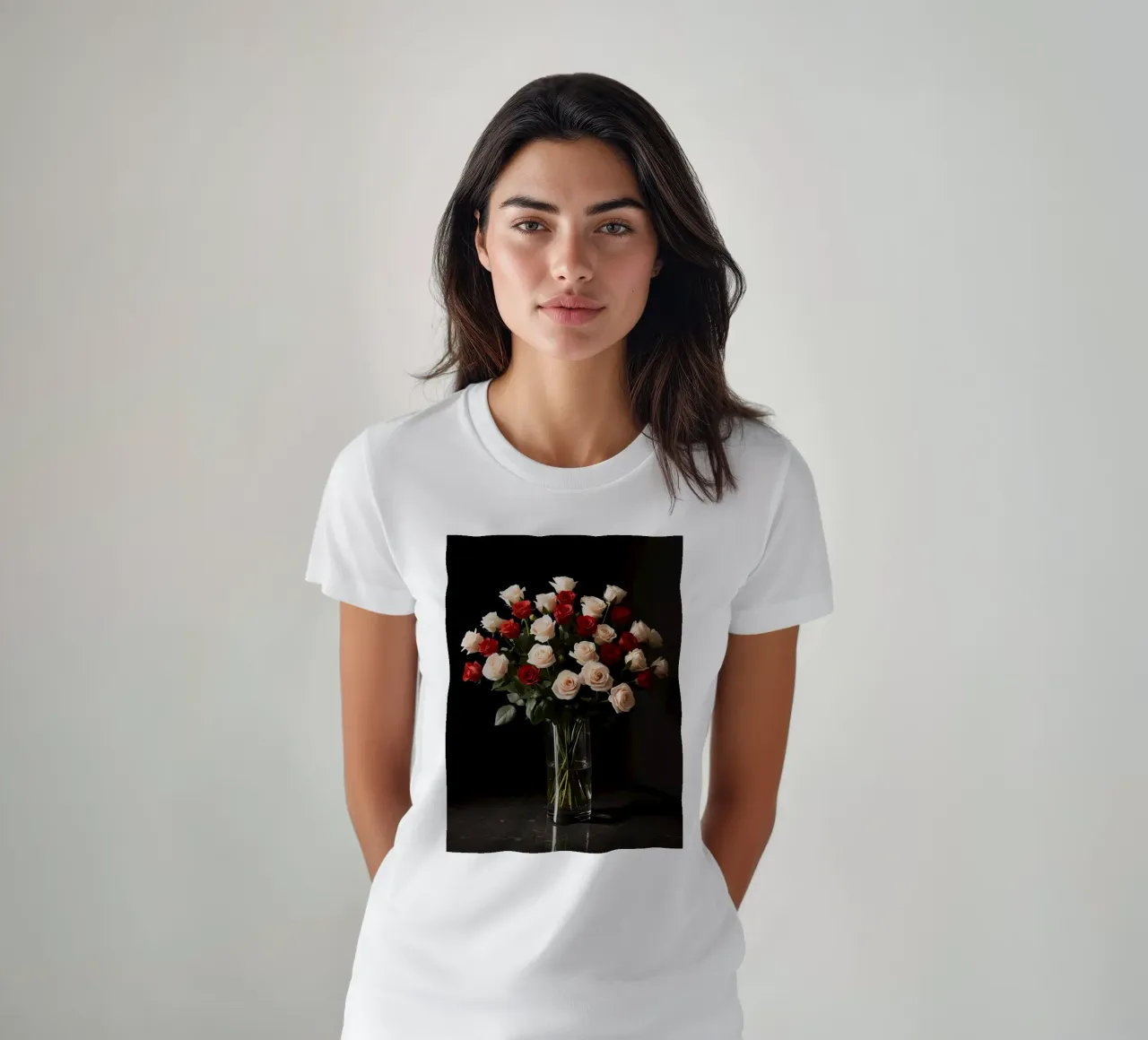 Rose in vaso rosso rosa in vetro trasparente t-shirt da DesignDoodle