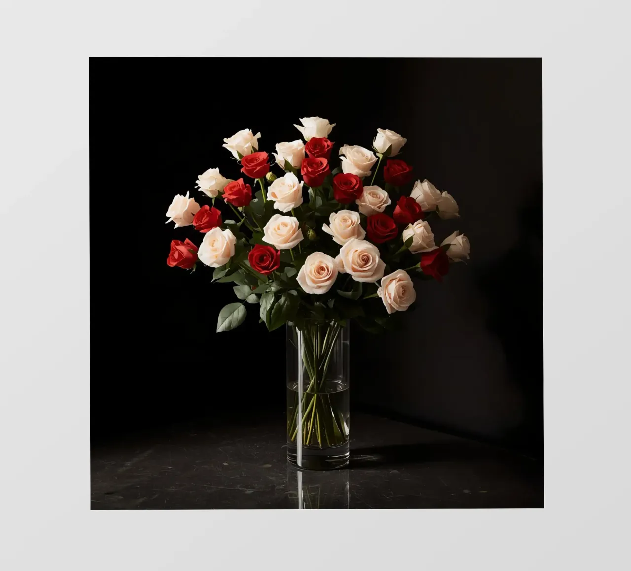 Rose in vaso rosso rosa in vetro trasparente pellicola backlit da DesignDoodle