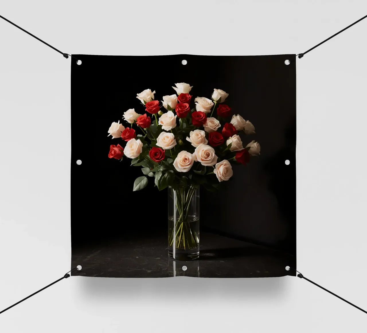 Rose in vaso rosso rosa in vetro trasparente telo in pvc da DesignDoodle