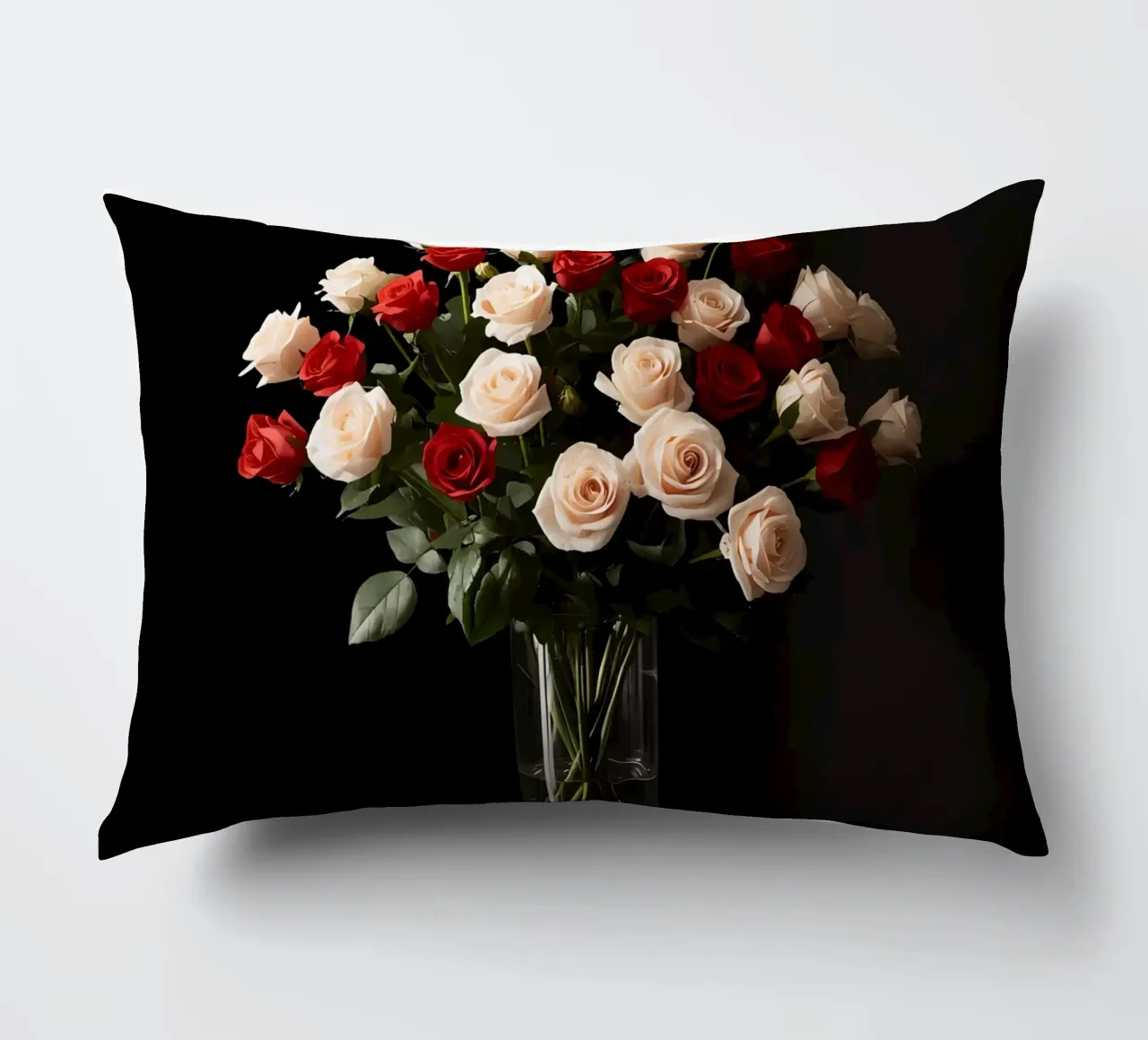 Rose in vaso rosso rosa in vetro trasparente cuscino da DesignDoodle