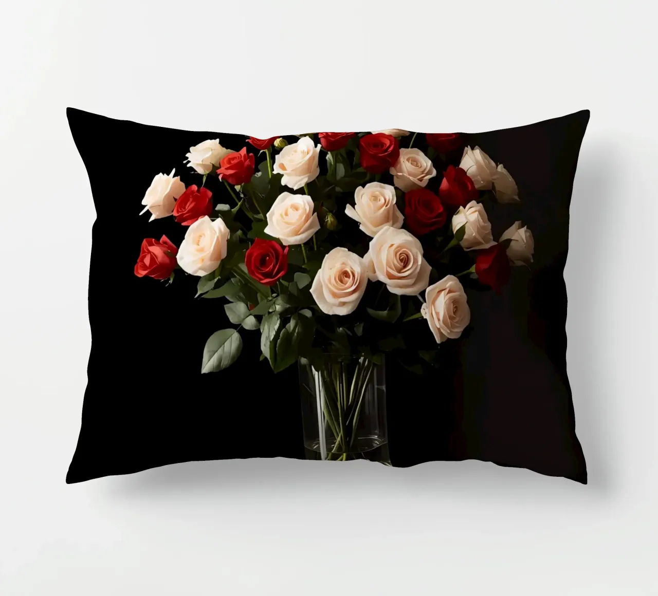 Rose in vaso rosso rosa in vetro trasparente cuscino da DesignDoodle