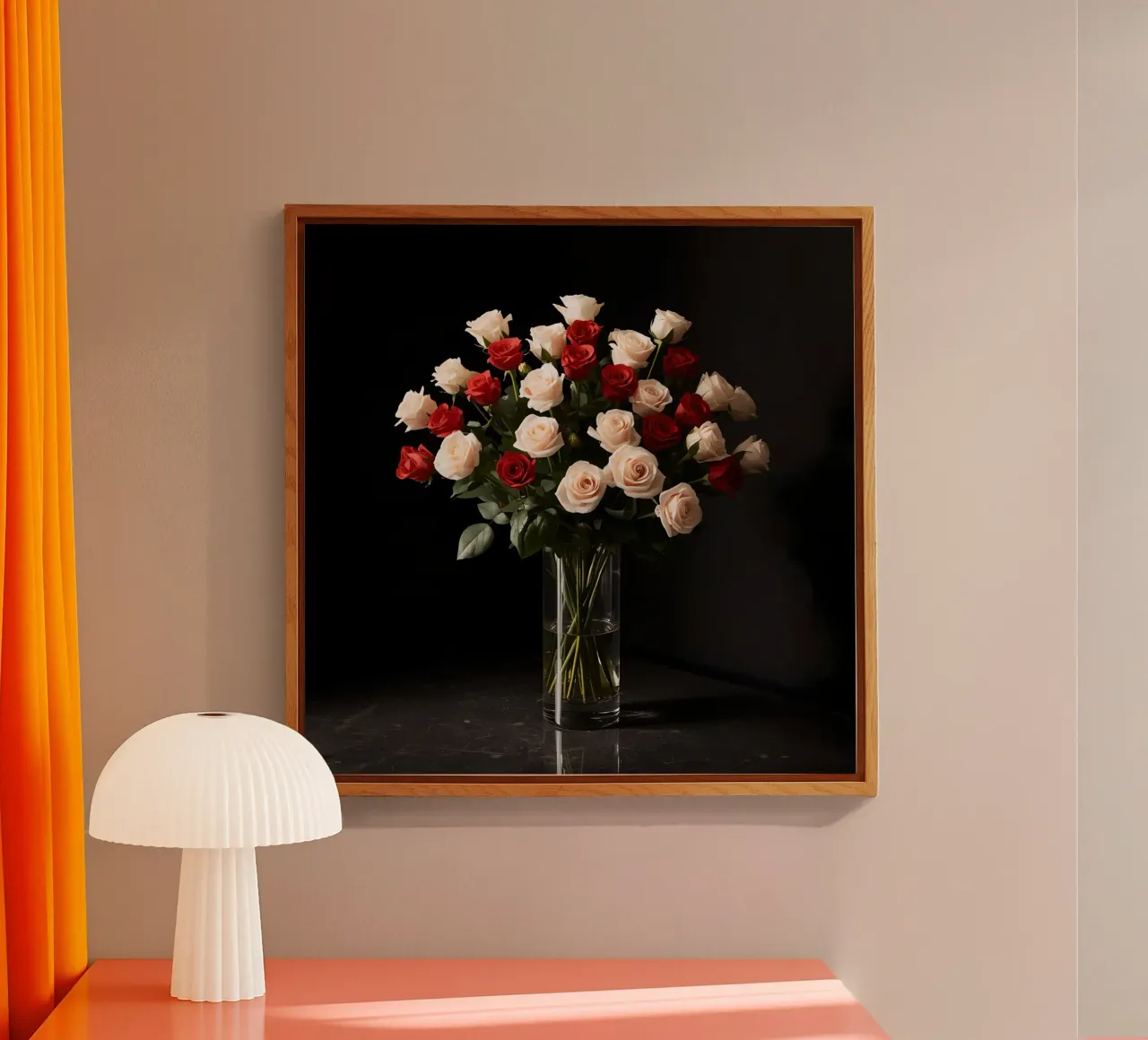 Rose in vaso rosso rosa in vetro trasparente plexiglass da DesignDoodle