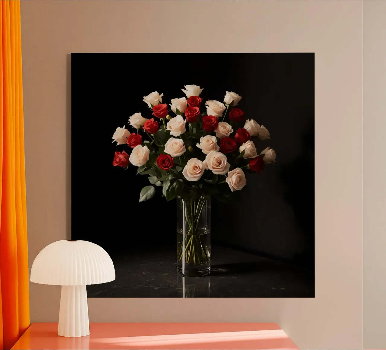 Rose in vaso rosso rosa in vetro trasparente plexiglass da DesignDoodle